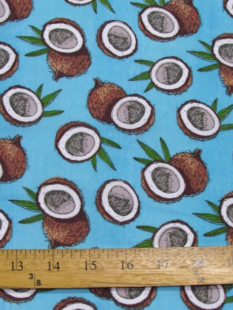 Cotton Polyester Fabric Coconut Turquoise by the Yard