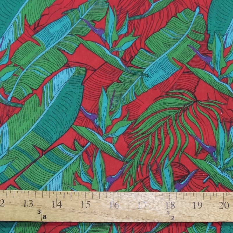Polyester Cotton Printed Fabric Island Breeze Red