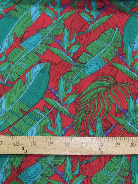 Polyester Cotton Printed Fabric Island Breeze Red