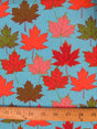 Autumn Leaves Turquoise Cotton Polyester Fabric by the Yard