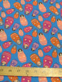 Russian Matryoshka Doll Turquoise Polyester Cotton Fabric
