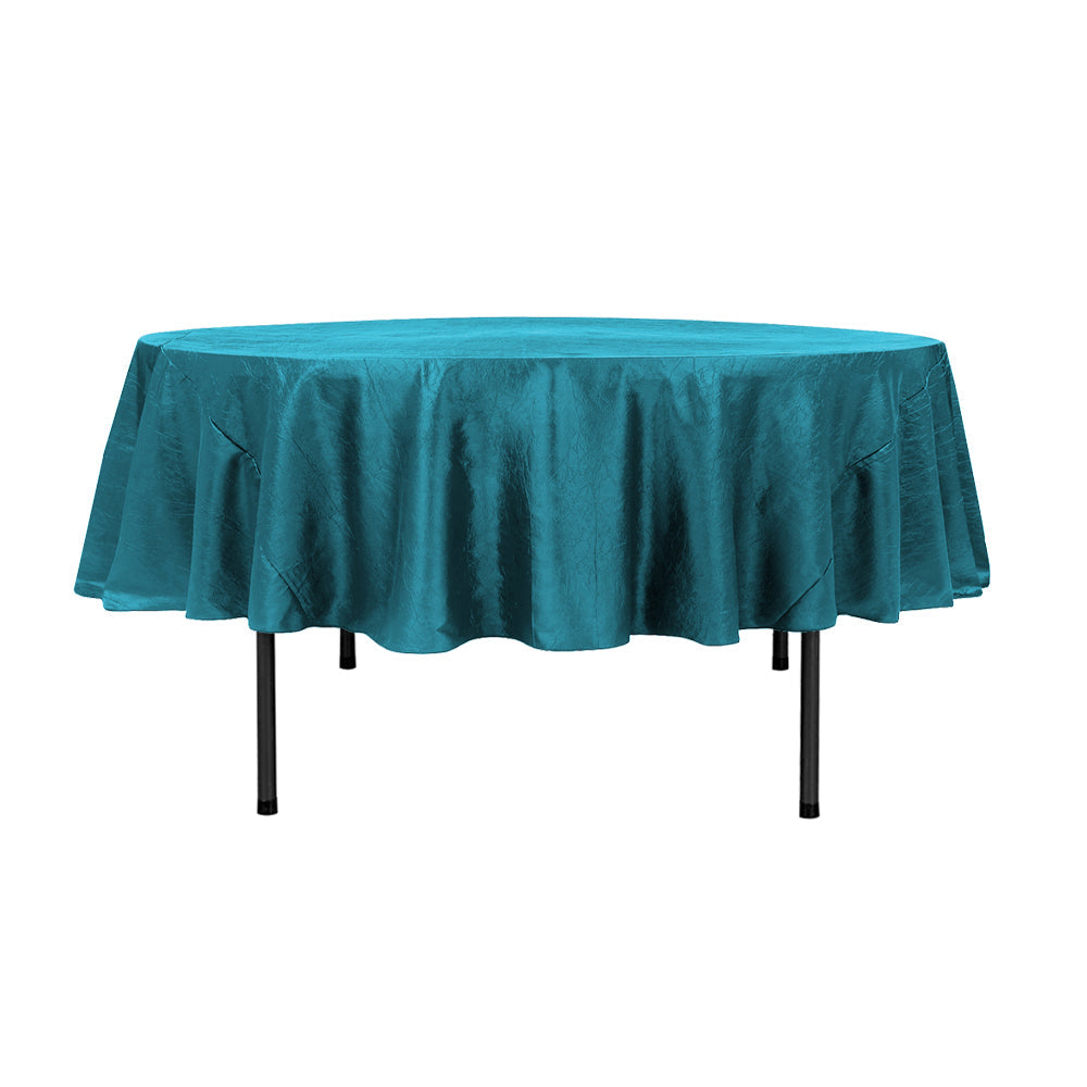 90″ Teal Crinkle Crushed Taffeta Round Tablecloth