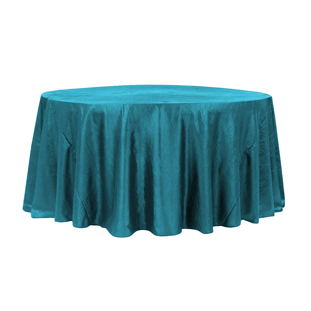 132″ Teal Crinkle Crushed Taffeta Round Tablecloth