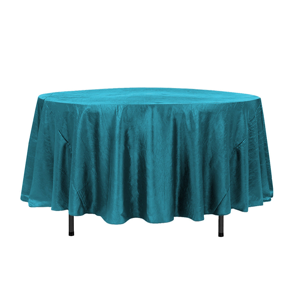 108″ Teal Crinkle Crushed Taffeta Round Tablecloth