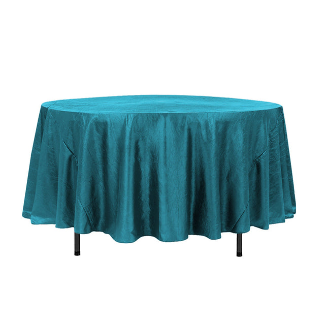 108″ Teal Crinkle Crushed Taffeta Round Tablecloth