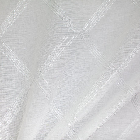 Teresa Fabric Sheer Polyester Fabric - Diamond Metallic Embroidered, 118" Width (1 Yard)