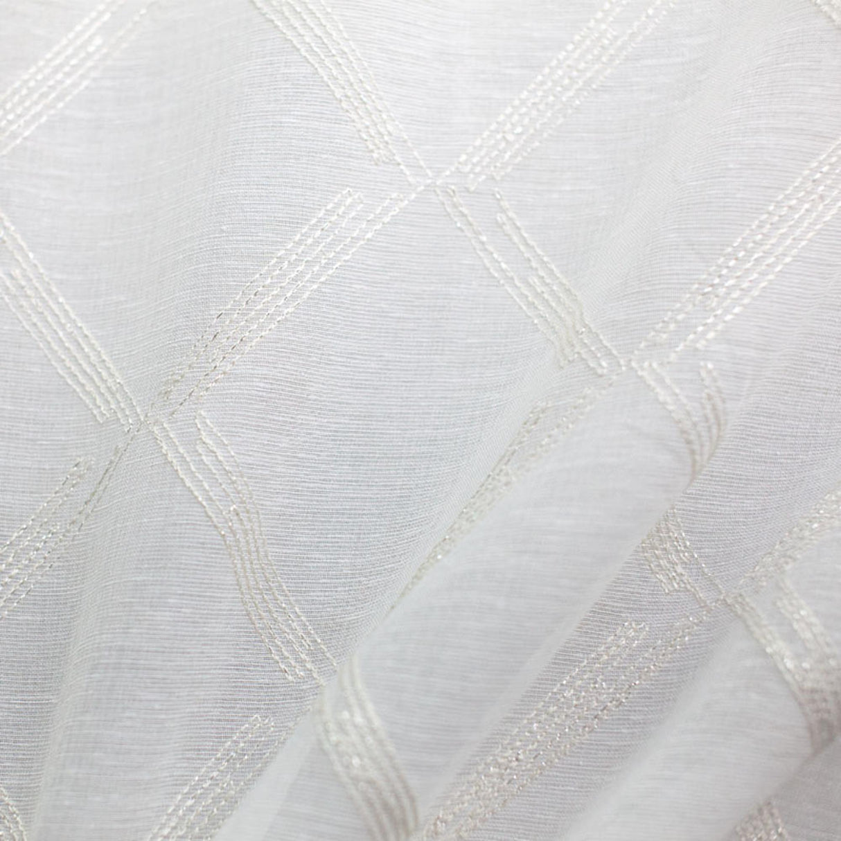 Teresa Fabric Sheer Polyester Fabric - Diamond Metallic Embroidered, 118" Width (1 Yard)