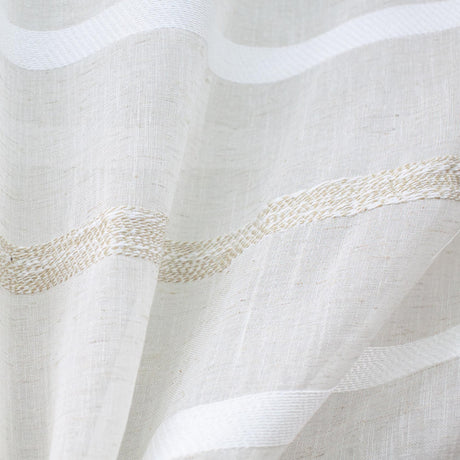 Tess Polyester Fabric - Embroidered Stripe Sheer, Natural, 110" Width (1 Yard)