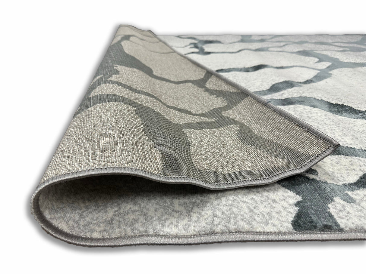 Tess 907 Gray Polyester Fabric - Gray, Shimmery, 5' 3" X 7' 4" (1 Piece)
