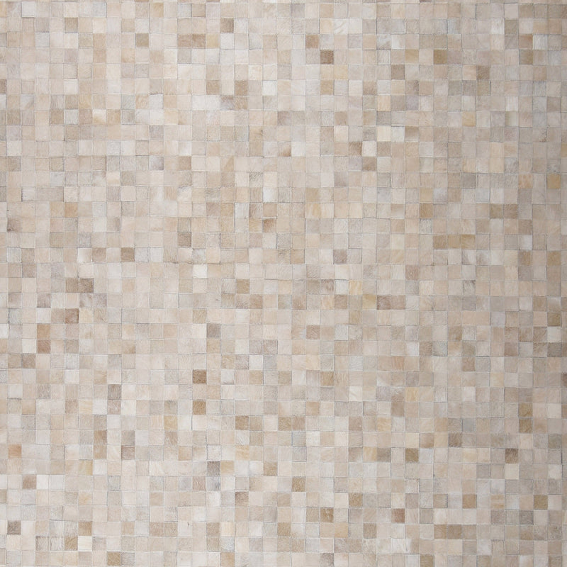 Natural Cowhide Leather Patchwork Tile Area Rug - 100 Percent Real Cowhide Fabric, Patchwork, Natural Multi Color, Handmade, Area Rug (1 Unit)
