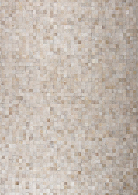 Natural Cowhide Leather Patchwork Tile Area Rug - 100 Percent Real Cowhide Fabric, Patchwork, Natural Multi Color, Handmade, Area Rug (1 Unit)