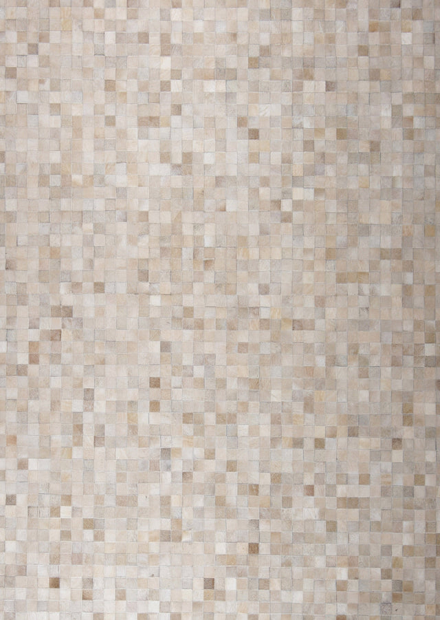 Natural Cowhide Leather Patchwork Tile Area Rug - 100 Percent Real Cowhide Fabric, Patchwork, Natural Multi Color, Handmade, Area Rug (1 Unit)