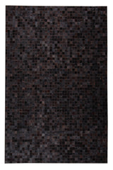 Natural Cowhide Leather Patchwork Tile Area Rug - 100 Percent Real Cowhide Fabric, Patchwork, Natural Multi Color, Handmade, Area Rug (1 Unit)