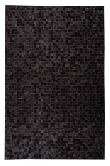 Natural Cowhide Leather Patchwork Tile Area Rug - 100 Percent Real Cowhide Fabric, Patchwork, Natural Multi Color, Handmade, Area Rug (1 Unit)