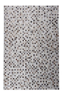 Natural Cowhide Leather Patchwork Tile Area Rug - 100 Percent Real Cowhide Fabric, Patchwork, Natural Multi Color, Handmade, Area Rug (1 Unit)