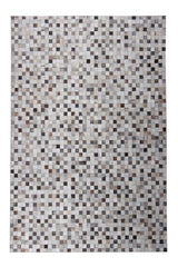 Natural Cowhide Leather Patchwork Tile Area Rug - 100 Percent Real Cowhide Fabric, Patchwork, Natural Multi Color, Handmade, Area Rug (1 Unit)