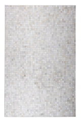 Natural Cowhide Leather Patchwork Tile Area Rug - 100 Percent Real Cowhide Fabric, Patchwork, Natural Multi Color, Handmade, Area Rug (1 Unit)