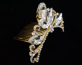 Gold Crystal Rhinestone Tiara Comb