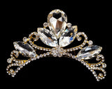 Gold Crystal Rhinestone Tiara Comb