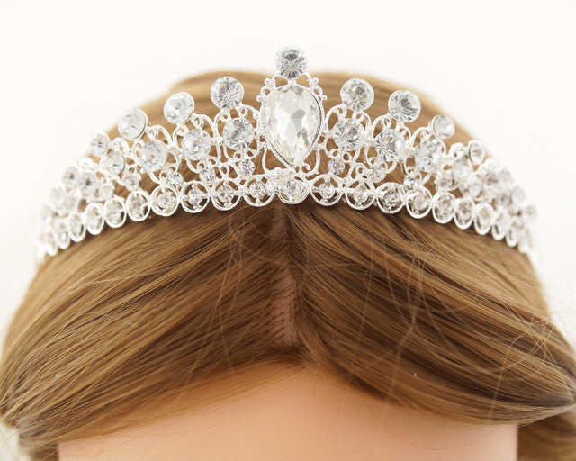 Silver Filigree Crystal Rhinestone Tiara