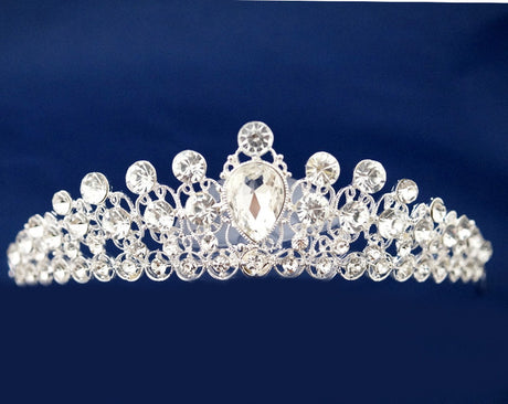 Silver Filigree Crystal Rhinestone Tiara