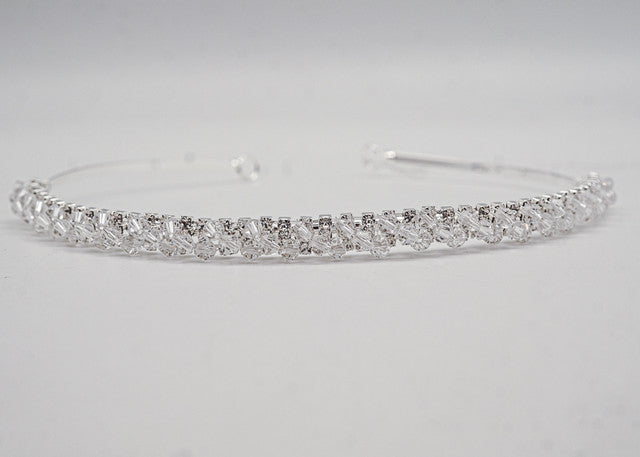 Silver Crystal Bridal Headband Blue Rhinestone Wedding Hair Accessory 1 Piece (TL150)