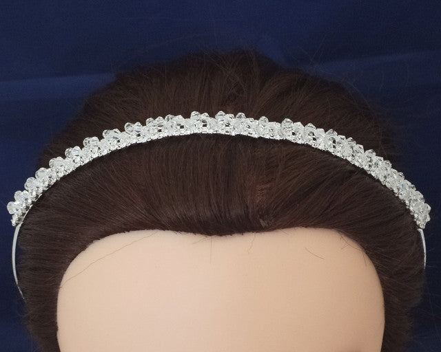 Silver Crystal Bridal Headband Blue Rhinestone Wedding Hair Accessory 1 Piece (TL150)