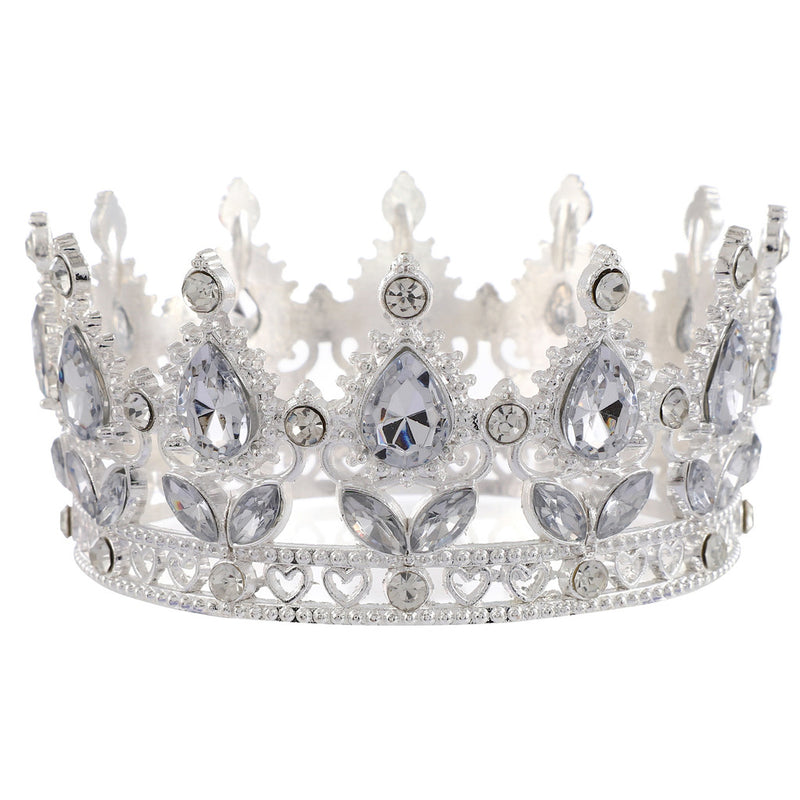 1 3/4" x 3 1/4" Silver Clear Rhinestones Mini King Crown