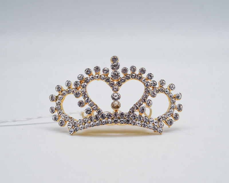 Gold Crystal Rhinestone Mini Tiara - Pack of 12