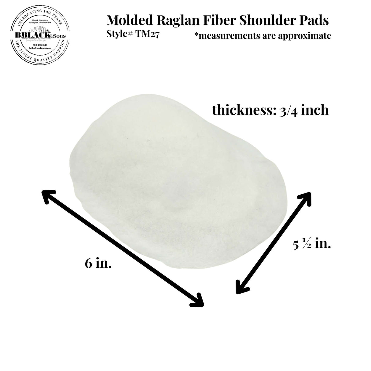 Molded Raglan Fiber Shoulder Pads - White