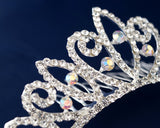 Iridescent Silver Crystal Rhinestone Tiara Hair Comb