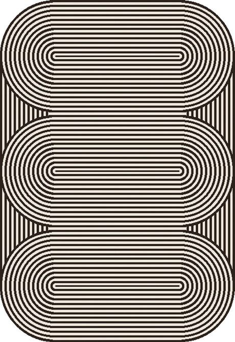 TOV 305 Polypropylene Fabric - Black & Ivory Geometric, Indoor/Outdoor Rug, Organic Live Edge (1 Piece)