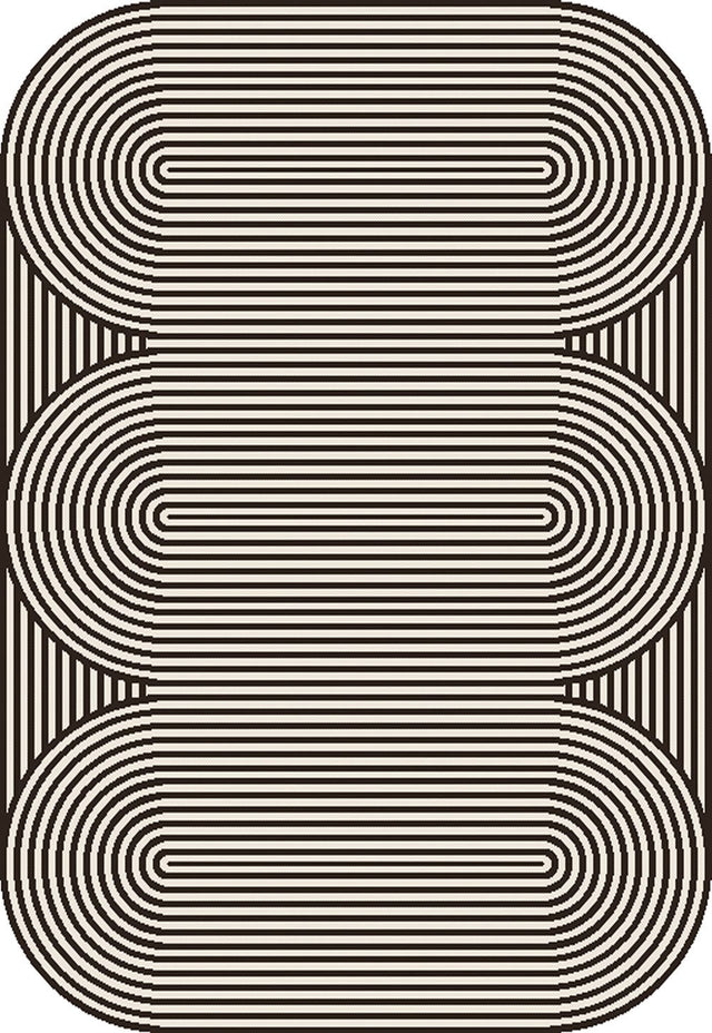 TOV 305 Polypropylene Fabric - Black & Ivory Geometric, Indoor/Outdoor Rug, Organic Live Edge (1 Piece)