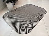 TOV 305 Polypropylene Fabric - Black & Ivory Geometric, Indoor/Outdoor Rug, Organic Live Edge (1 Piece)