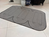 TOV 305 Polypropylene Fabric - Black & Ivory Geometric, Indoor/Outdoor Rug, Organic Live Edge (1 Piece)