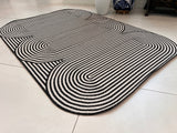 TOV 305 Polypropylene Fabric - Black & Ivory Geometric, Indoor/Outdoor Rug, Organic Live Edge (1 Piece)