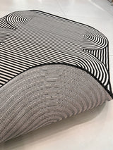 TOV 305 Polypropylene Fabric - Black & Ivory Geometric, Indoor/Outdoor Rug, Organic Live Edge (1 Piece)