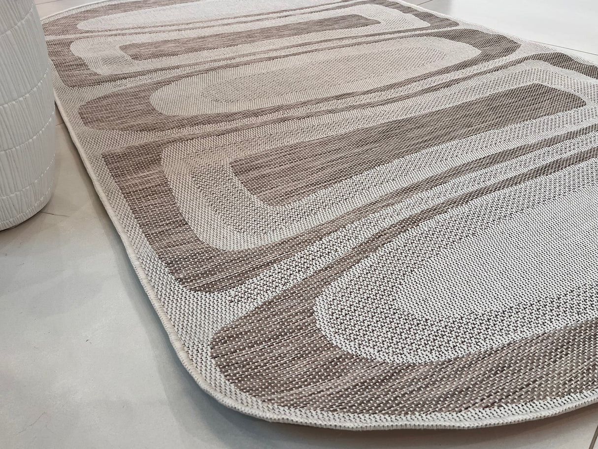TOV 306 Polypropylene Fabric - Two-Tone Sandy Beige, Organic Live Edge Design (1 Rug)