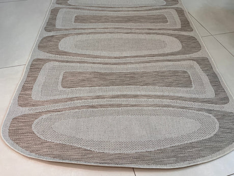 TOV 306 Polypropylene Fabric - Two-Tone Sandy Beige, Organic Live Edge Design (1 Rug)