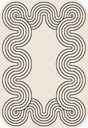 TOV 307 Polypropylene Fabric - Ivory, Black Geometric Swirl, Live Edge Design, 5' 3" X 7' X 6" (1 Rug)