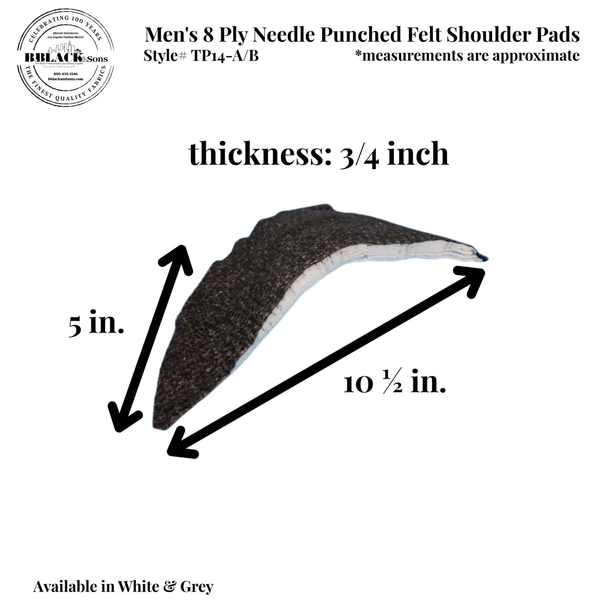 Men's 8 Ply Needle Punched Felt Shoulder Pads - Needle Punched Felt Fabric - Grey Or White, Shoulder Pads