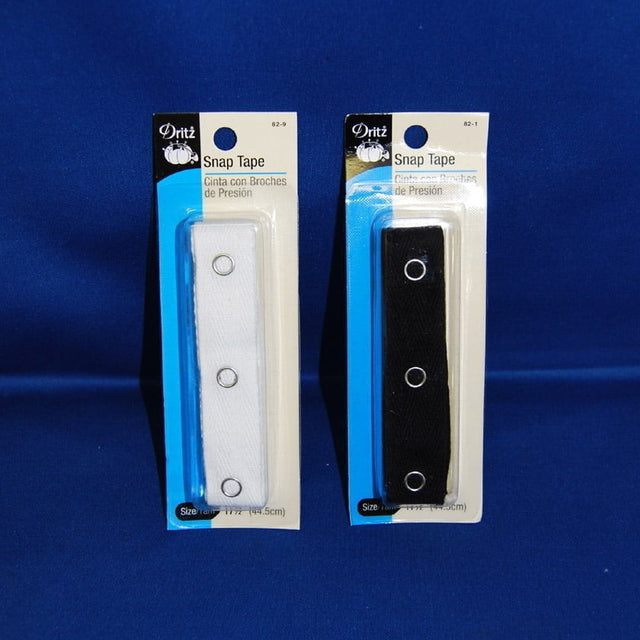 Snap Tape Cotton Fabric - Black, 12 Snaps, 1 3/8" Apart