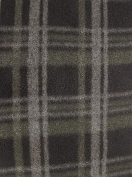 Tartan Plaid Polar Fleece Fabric Olive/Black Sold By The Yard
