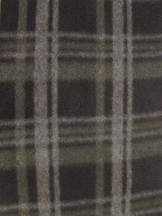 Tartan Plaid Polar Fleece Fabric Olive/Black Sold By The Yard