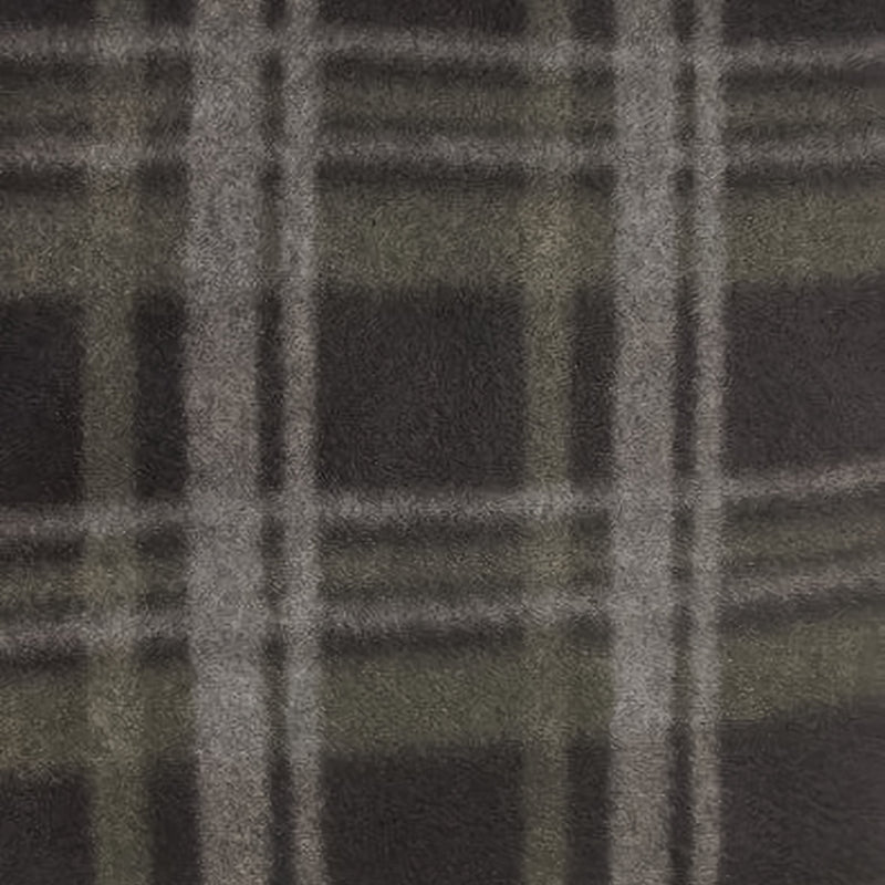Tartan Plaid Polar Fleece Fabric Olive/Black Sold By The Yard