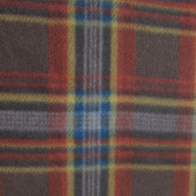 Tartan Plaid Polar Fleece Fabric Orange/Brown Sold By The Yard