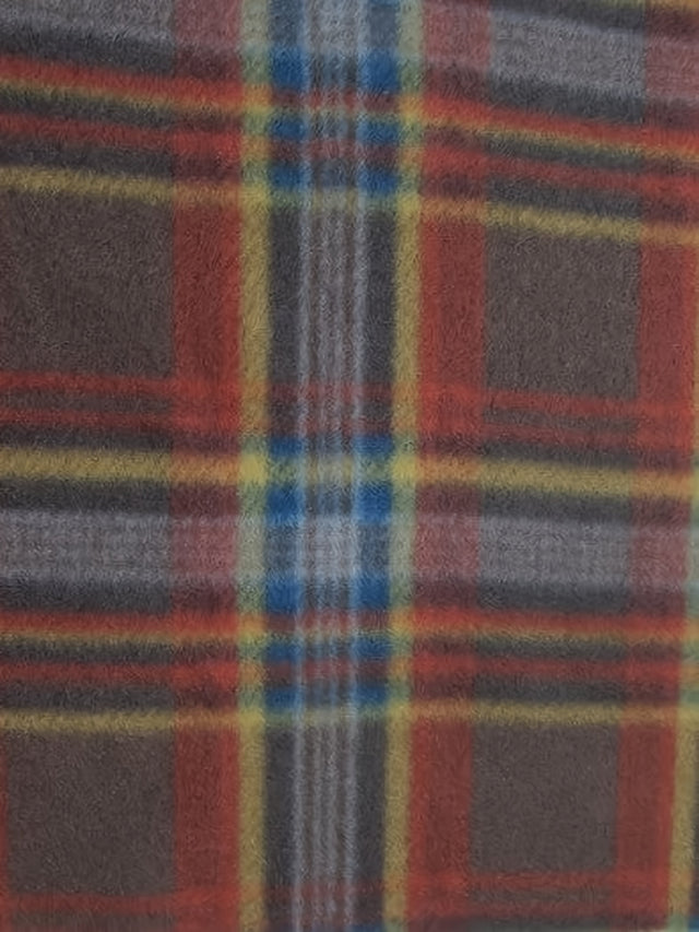 Tartan Plaid Polar Fleece Fabric Orange/Brown Sold By The Yard