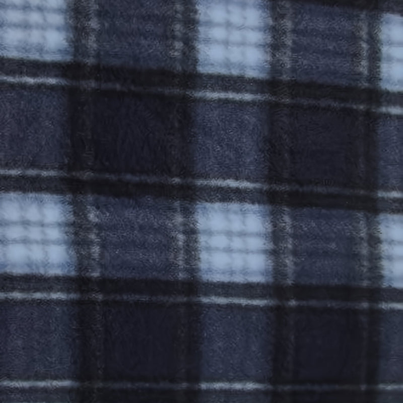 Tartan Plaid Polar Fleece Fabric Navy/White Sold By The Yard