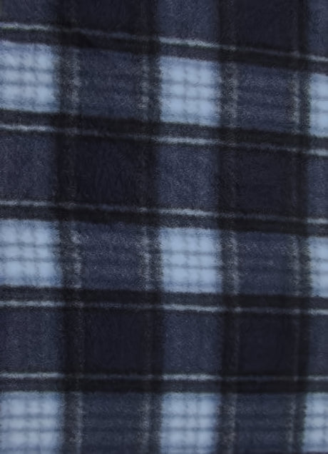 Tartan Plaid Polar Fleece Fabric Navy/White Sold By The Yard