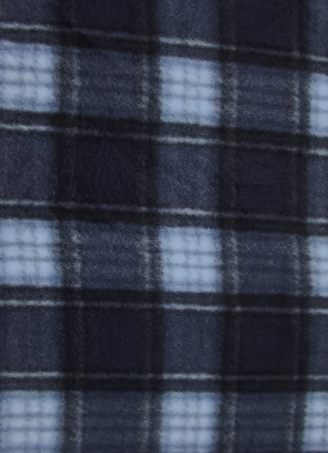 Tartan Plaid Polar Fleece Fabric Navy/White Sold By The Yard